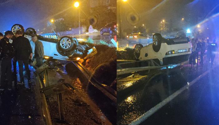 Edirne’de feci kaza! Virajı alamayarak bariyerlere çarpan otomobildeki 3 kişi yaralandı