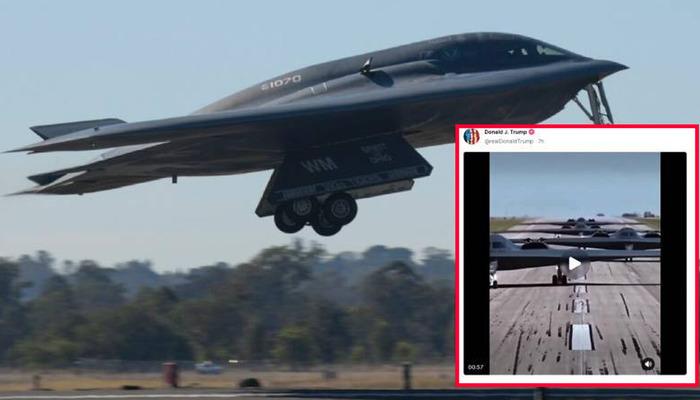 Trump’tan skandal paylaşım! ‘İran’ı bombala’ şarkısıyla bombardıman uçağının videosunu paylaşıp